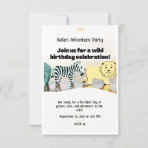 Safari Selgle Birday Editable Watercolor Animal