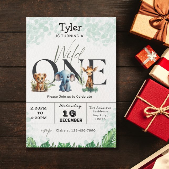 Convites Safari Selva Selvagem Selvagem Um primeiro anivers (Criador carregado)