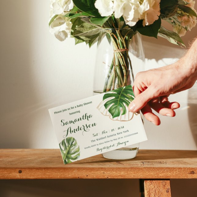 Convites Safari Simple Tropical Wild One Chá de fraldas (Criador carregado)