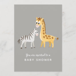 Convites Safari Tema Chá de fraldas Zebra e Girafa