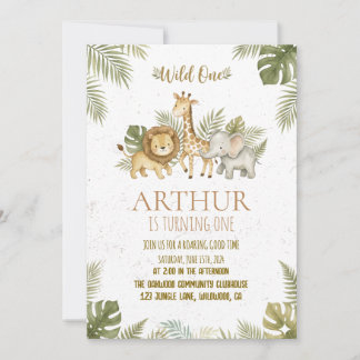 Convites Safari Wild One 1st Birthday Invite Map