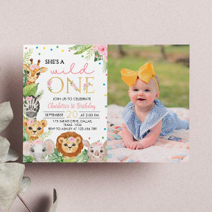 Convites Safari Wild One First Birthday Invitation