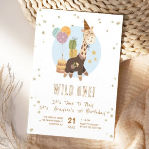 Convites Safari Wild One Menino 1º Aniversário