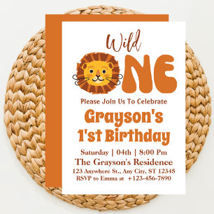 Convites Safari Wild One Menino Aniversário de 1 ano Boho L