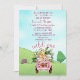 Convites Safari Wild One Pink Festa de aniversario de menin