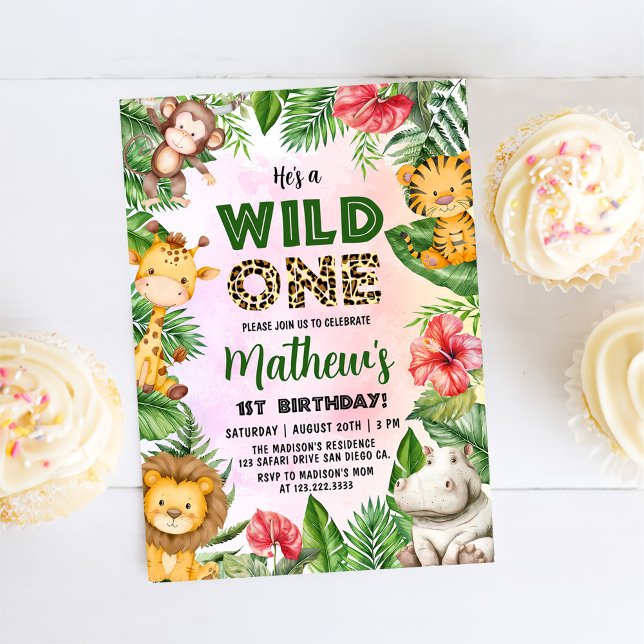Convites Safari Wild One primeiro aniversario (Criador carregado)