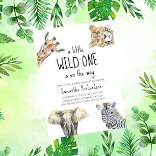 Convites Safari Wild One Safari Animais Chá de Bebê