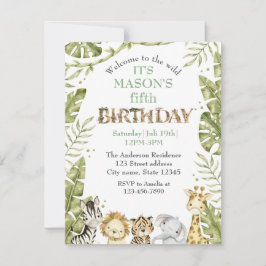 Convites Safari Wild One Watercolor Birthday