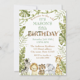 Convites Safari Wild One Watercolor Birthday