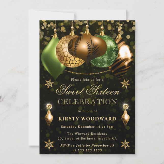 Convites Safari Wildlife Baubles Sweet XVI (Frente)