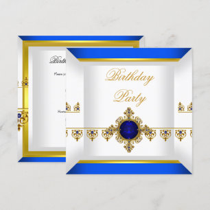 Convites Safira Azul Royal Jóia de Ouro Aniversário 2