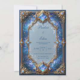 Convites Safira Galáxia Filigrana Casamento
