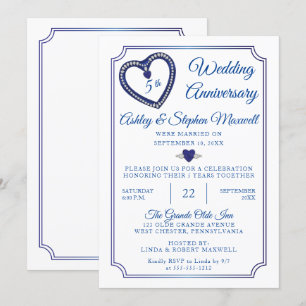 Convites Safiras Diamantes Festa de 5º Aniversário de Casam