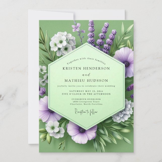 Convites Sage Amethyst Meadow Wedding (Frente)