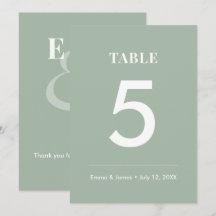 Sage Ampersand Casamento | Número de Mesa Moderno