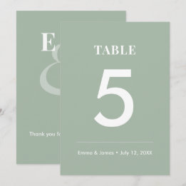 Convites Sage Ampersand Casamento | Número de Mesa Moderno