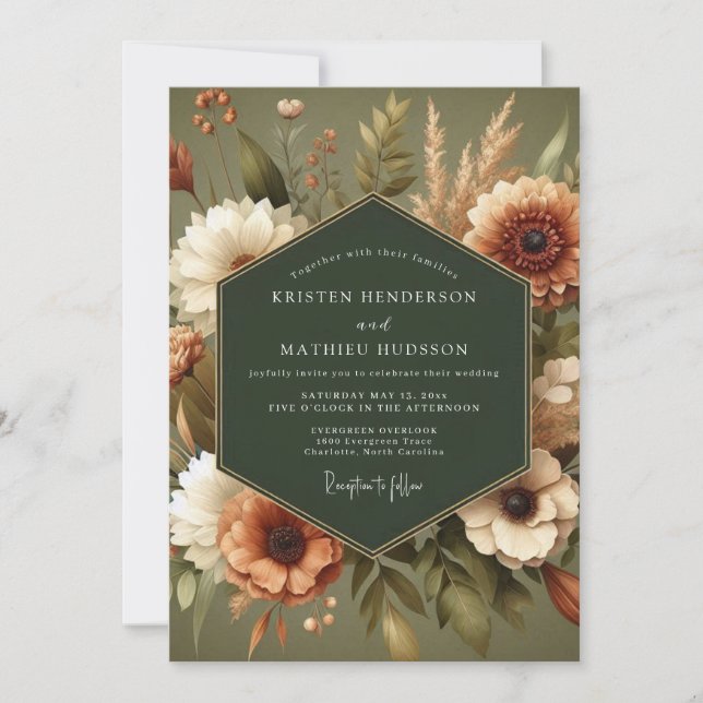 Convites Sage Autumnal Harvest Wedding (Frente)