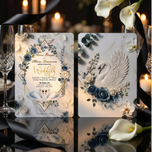Convites Sage Azul Poeira & Casamento Geométrico Creme