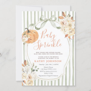Convites Sage Baby Sprinkle Autumn Pumpkin Chá de fraldas