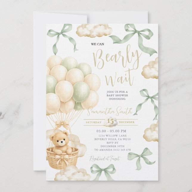 Convites Sage Beige Gender Neutral Baby Shower Invite (Frente)