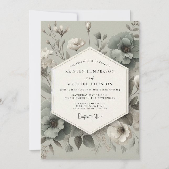 Convites Sage Bloom Elegance Wedding (Frente)
