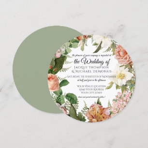 Convites Sage Blush Ivory Vintage Casamento Floral Botânico