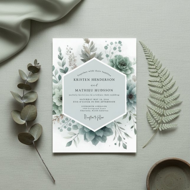 Convites Sage Botanical Ethereal Wedding (Criador carregado)