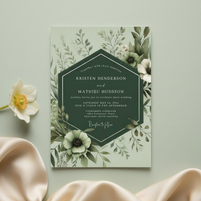 Convites Sage Botanical Lush Wedding (Criador carregado)