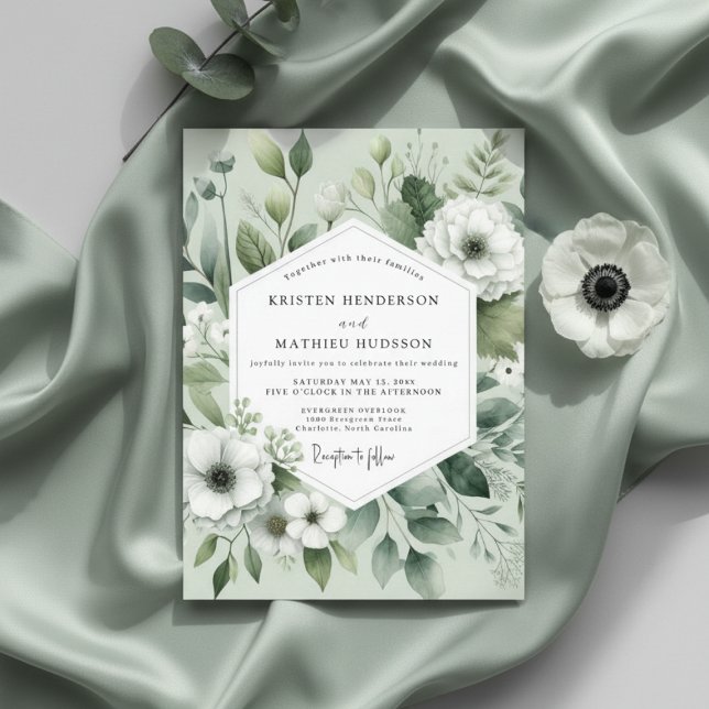 Convites Sage Botanical Romance Wedding (Criador carregado)