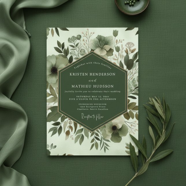 Convites Sage Botanical Whimsy Wedding (Criador carregado)
