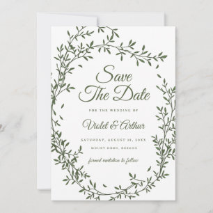 Convites Sage Botanical Wreath Weding The Date