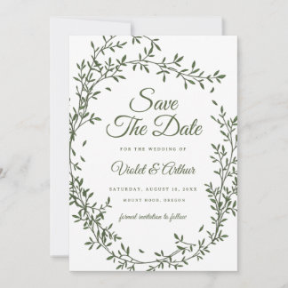 Convites Sage Botanical Wreath Weding The Date
