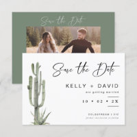 Sage Cactus Succulent Weding The Date Card