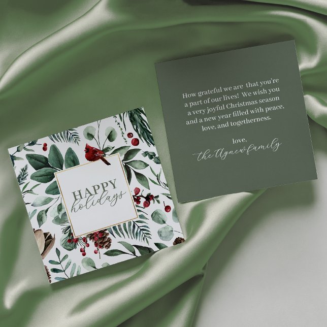 Convites Sage Christmas Greenery e Berries Holiday Card (Criador carregado)