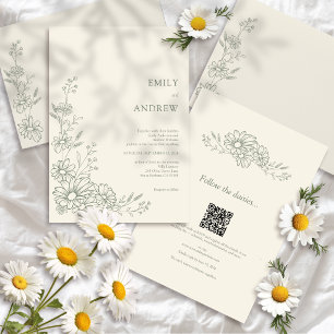 Convites Sage Código QR Jardim Botânico Casamento Tudo Em U