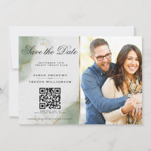 Convites Sage com Mudo Foto e Código QR Salvar a Data