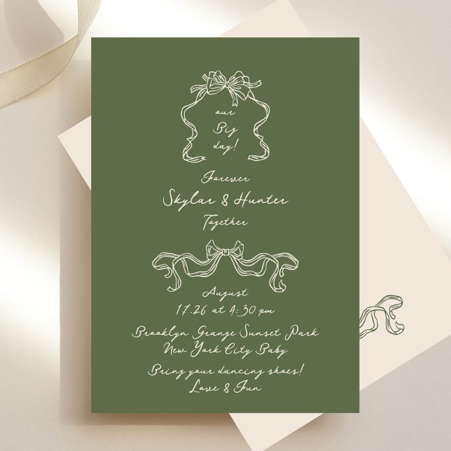 Convites Sage & Cream Boho Doodle Casamento Retroativo Manu (Criador carregado)