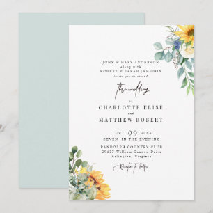 Convites Sage de Folhagem Moderna Casamento de Ambos os Pai