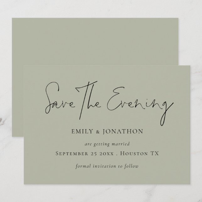Convites Sage de Script Mínimo Salve a Noite (Frente/Verso)