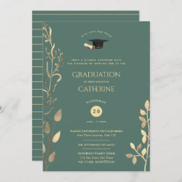 Convites Sage Dourado GRADUATION Ceremony Invices Classy