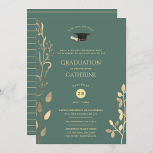 Convites Sage Dourado GRADUATION Ceremony Invices Classy