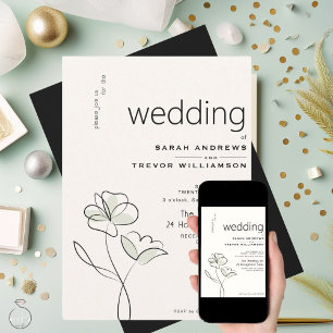 Convites Sage e Buff Modernos e Minimalistas