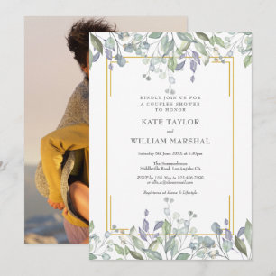 Convites Sage e Lilac Floral Casamento Casais Chuveiro Foto
