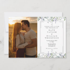 Convites Sage E Lilac Foto Floral Tudo Em Um Casamento