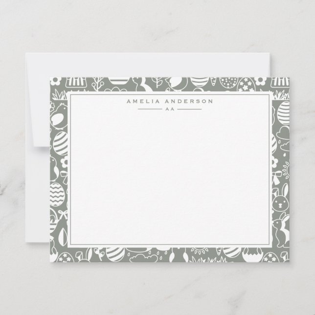 Convites Sage Easter Egg Frame Note Card (Frente)