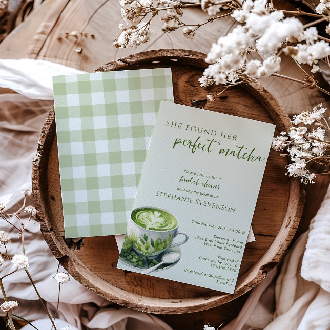 Convites Sage Ela Encontrou Seu Chá de Noiva Matcha Perfeit (Criador carregado)