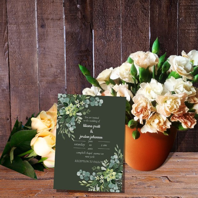 Convites Sage Elegant Greenery WEDDING (Criador carregado)