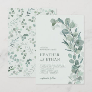 Convites Sage Elegante Moderno Eucalipto Verde Casamento