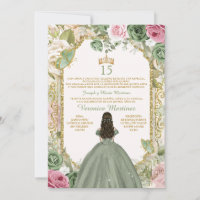 Sage Espanhol Rosa e Dourado 15 Años Princess Birt