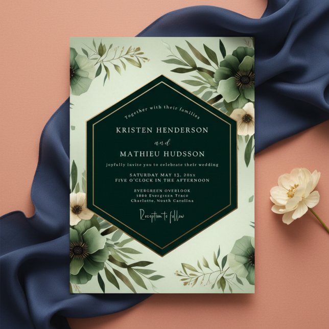 Convites Sage Ethereal Bloom Casamento (Criador carregado)